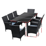 Gardeon 9 Piece Outdoor Dining Set - Black