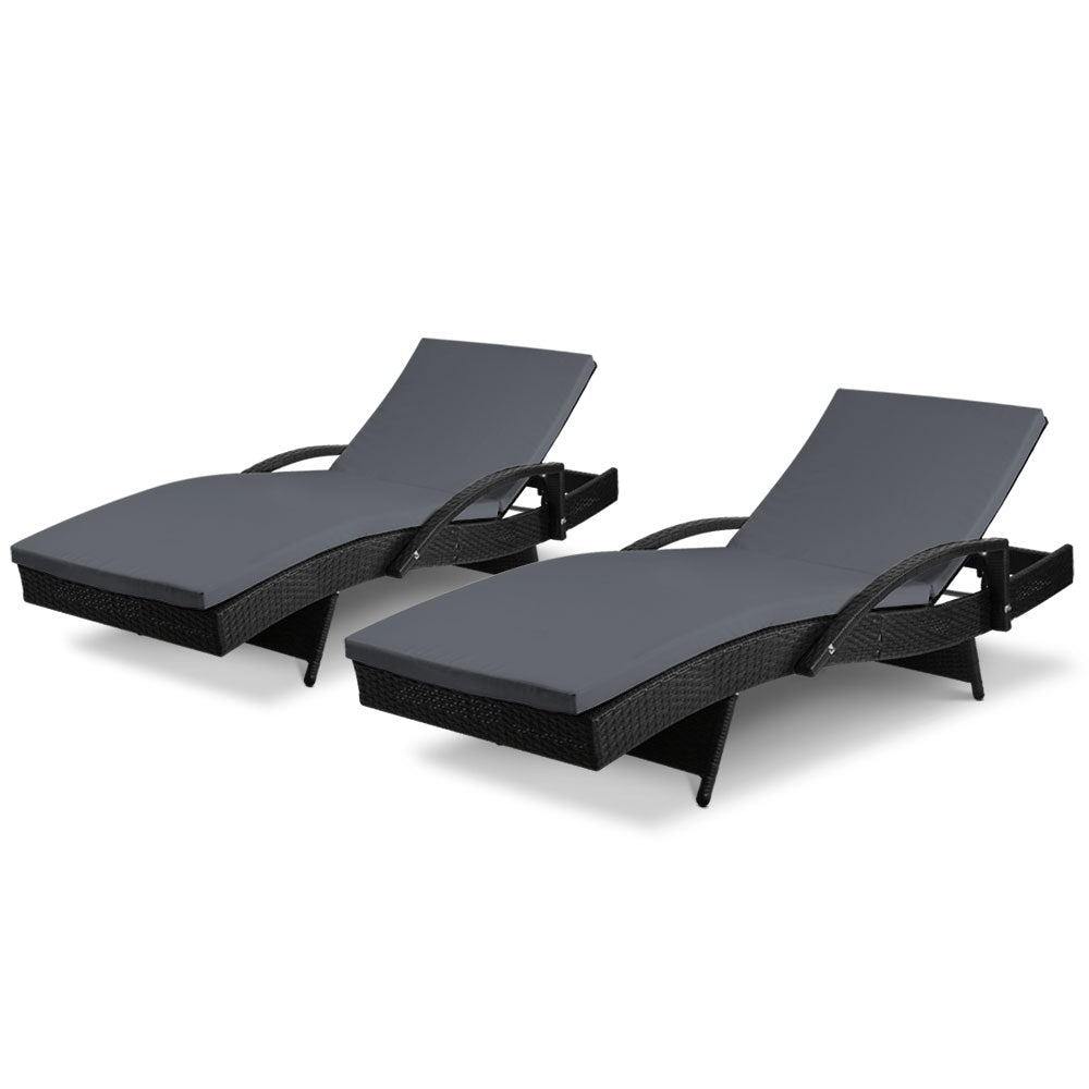 Gardeon Outdoor Sun Lounge Chair with Cushion - Black
