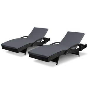 Gardeon Outdoor Sun Lounge Chair with Cushion - Black