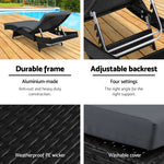 Gardeon Outdoor Sun Lounge Chair with Cushion - Black