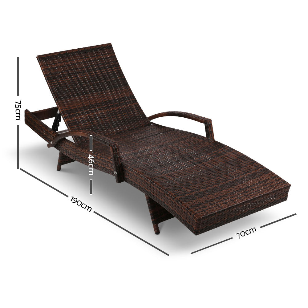 Gardeon Outdoor Sun Lounge Chair with Cushion - Brown