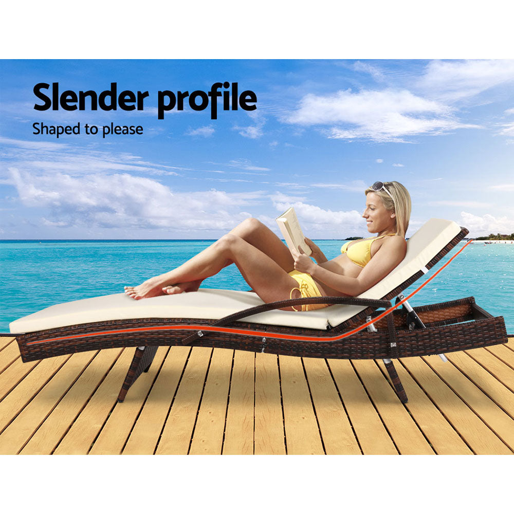 Gardeon Outdoor Sun Lounge Chair with Cushion - Brown