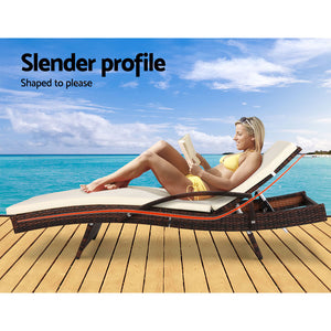 Gardeon Outdoor Sun Lounge Chair with Cushion - Brown