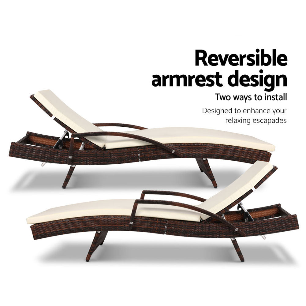 Gardeon Outdoor Sun Lounge Chair with Cushion - Brown
