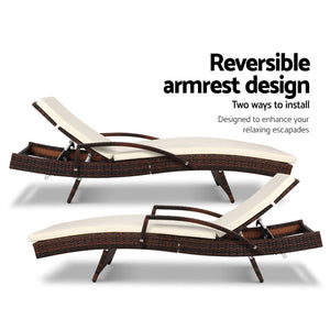 Gardeon Outdoor Sun Lounge Chair with Cushion - Brown
