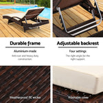 Gardeon Outdoor Sun Lounge Chair with Cushion - Brown
