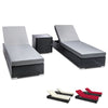 Outdoor Sun Lounge Wicker Lounger Setting Day Bed Chair Pool Furniture Rattan Sofa Cushion Garden Patio 3pc Gardeon Black ...