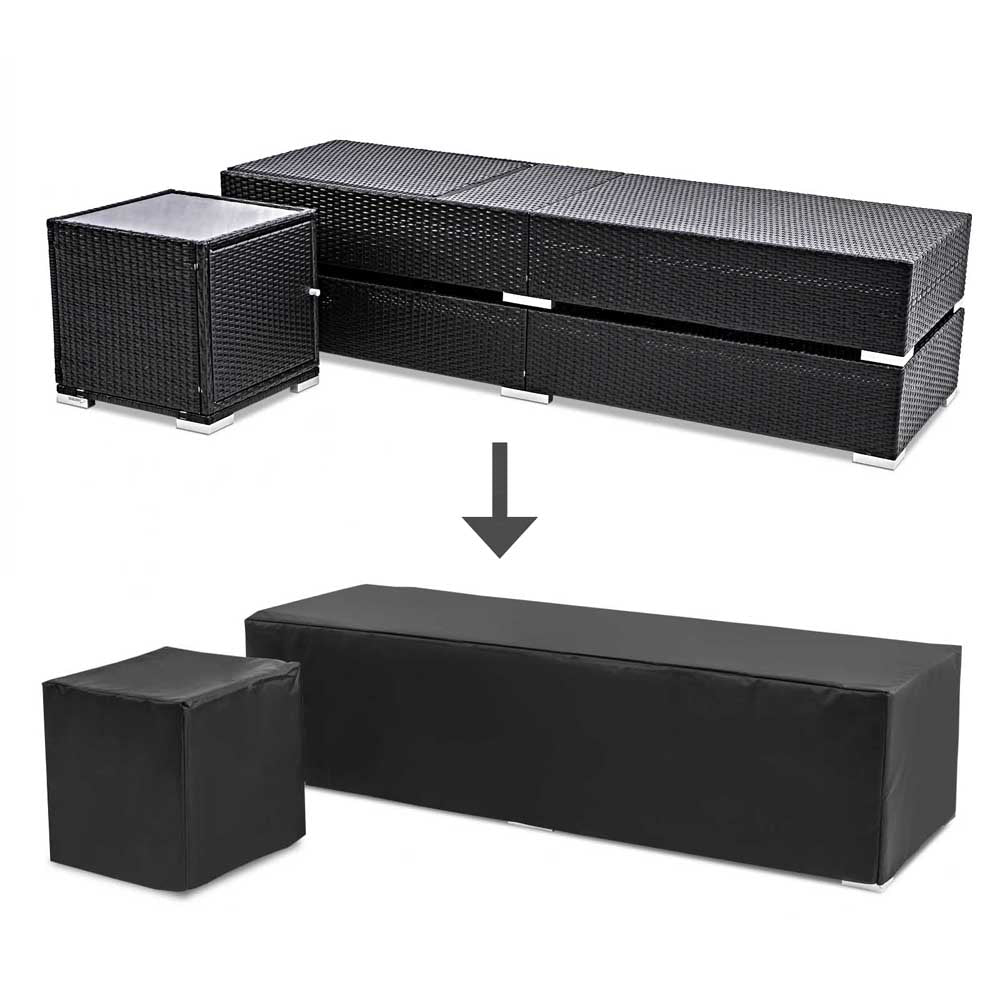 Outdoor Sun Lounge Wicker Lounger Setting Day Bed Chair Pool Furniture Rattan Sofa Cushion Garden Patio 3pc Gardeon Black ...