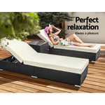 Outdoor Sun Lounge Wicker Lounger Setting Day Bed Chair Pool Furniture Rattan Sofa Cushion Garden Patio 3pc Gardeon Black ...
