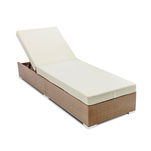 Gardeon Outdoor Wicker Sun Lounge - Natural Brown