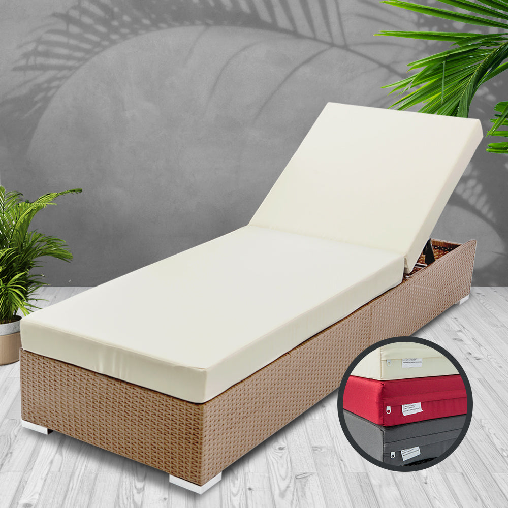 Gardeon Outdoor Wicker Sun Lounge - Natural Brown