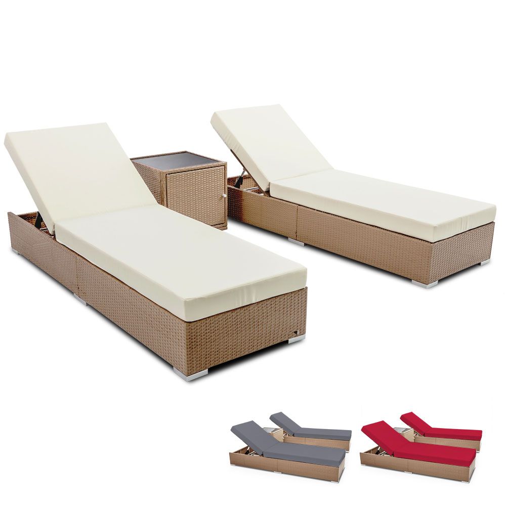 Gardeon 3 Piece Outdoor Wicker Lounge Set - Brown