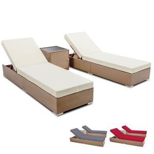 Gardeon 3 Piece Outdoor Wicker Lounge Set - Brown
