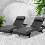 Gardeon Set of 2 Outdoor Wicker Sun Lounges - Black