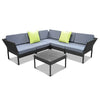 Gardeon 6 Piece Outdoor Wicker Sofa Set - Black