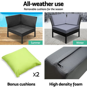 Gardeon 6 Piece Outdoor Wicker Sofa Set - Black