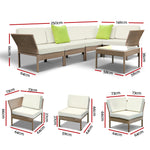 Gardeon 6 Piece Outdoor Wicker Sofa Set - Brown