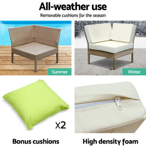 Gardeon 6 Piece Outdoor Wicker Sofa Set - Brown