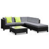 Gardeon 6 Piece Outdoor Wicker Sofa Set - Black