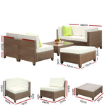 Gardeon 6 Piece Outdoor Wicker Sofa Set - Brown