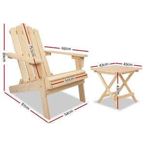 Gardeon Outdoor Chairs Table Set Lounge Patio Furniture Beach Chair Adirondack