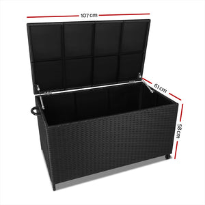 Gardeon 320L Outdoor Wicker Storage Box - Black