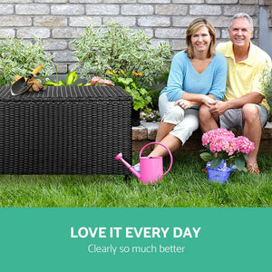 Gardeon 320L Outdoor Wicker Storage Box - Black