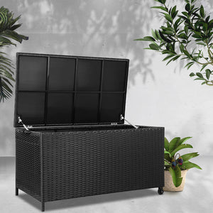 Gardeon 320L Outdoor Wicker Storage Box - Black