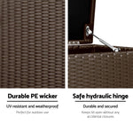 Gardeon 320L Outdoor Wicker Storage Box - Brown