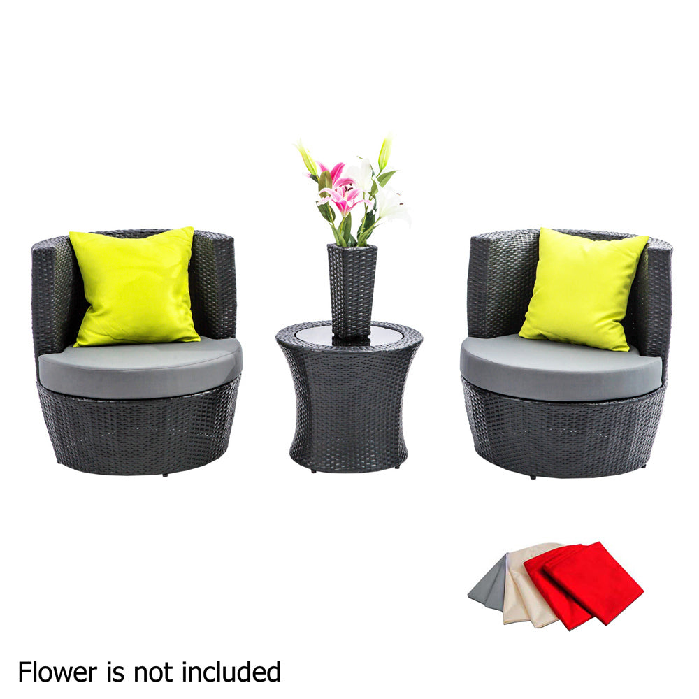 Gardeon 4 Piece PE Wicker Outdoor Set - Black