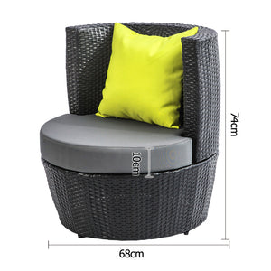 Gardeon 4 Piece PE Wicker Outdoor Set - Black