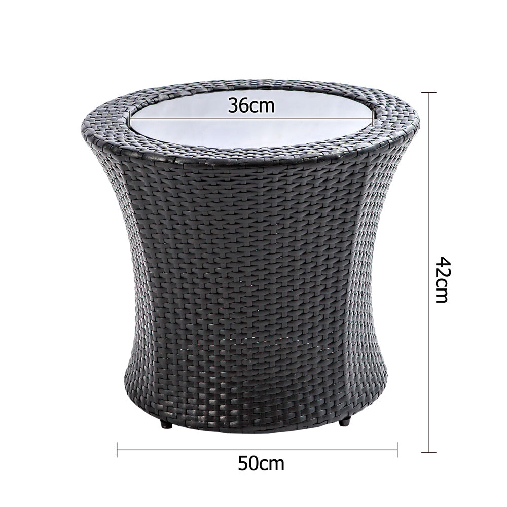 Gardeon 4 Piece PE Wicker Outdoor Set - Black