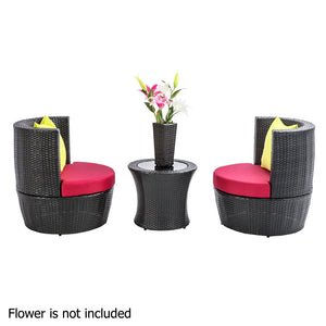 Gardeon 4 Piece PE Wicker Outdoor Set - Black