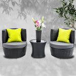 Gardeon 4 Piece PE Wicker Outdoor Set - Black
