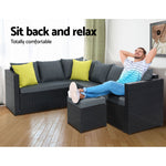 Gardeon Outdoor Furniture Patio Set Dining Sofa Table Chair Lounge Wicker Garden Black 