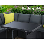 Gardeon Outdoor Furniture Patio Set Dining Sofa Table Chair Lounge Wicker Garden Black 
