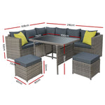 Gardeon Outdoor Furniture Patio Set Dining Sofa Table Chair Lounge Garden Wicker Grey