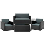 Gardeon 4 Piece Outdoor Wicker Furniture Set - Black