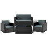 Gardeon 4 Piece Outdoor Wicker Furniture Set - Black