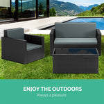 Gardeon 4 Piece Outdoor Wicker Furniture Set - Black