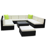 Gardeon 10PC Sofa Set with Storage Cover Outdoor Furniture Wicker