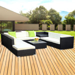 Gardeon 11PC Sofa Set with Storage Cover Outdoor Furniture Wicker