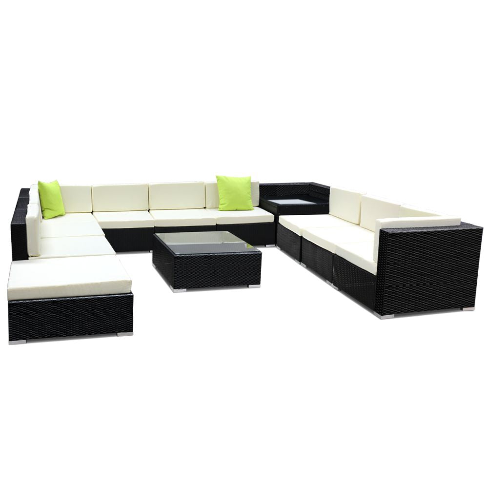 Gardeon 12PC Sofa Set with Storage Cover Outdoor Furniture Wicker