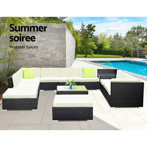 Gardeon 13PC Sofa Set with Storage Cover Outdoor Furniture Wicker