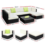 Gardeon 7PC Sofa Set with Storage Cover Outdoor Furniture Wicker