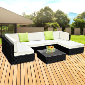 Gardeon 7PC Outdoor Furniture Sofa Set Wicker Garden Patio Pool Lounge