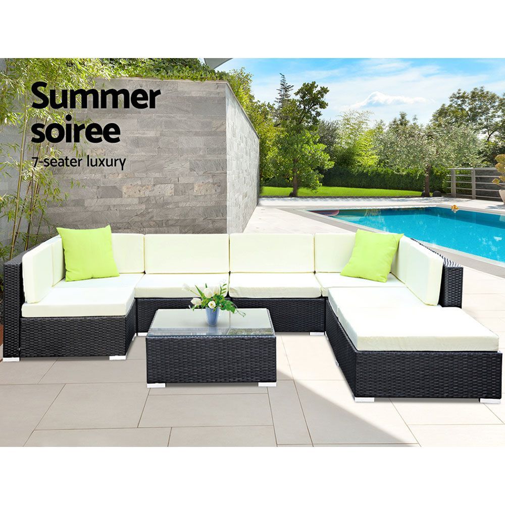 Gardeon 8PC Sofa Set with Storage Cover Outdoor Furniture Wicker