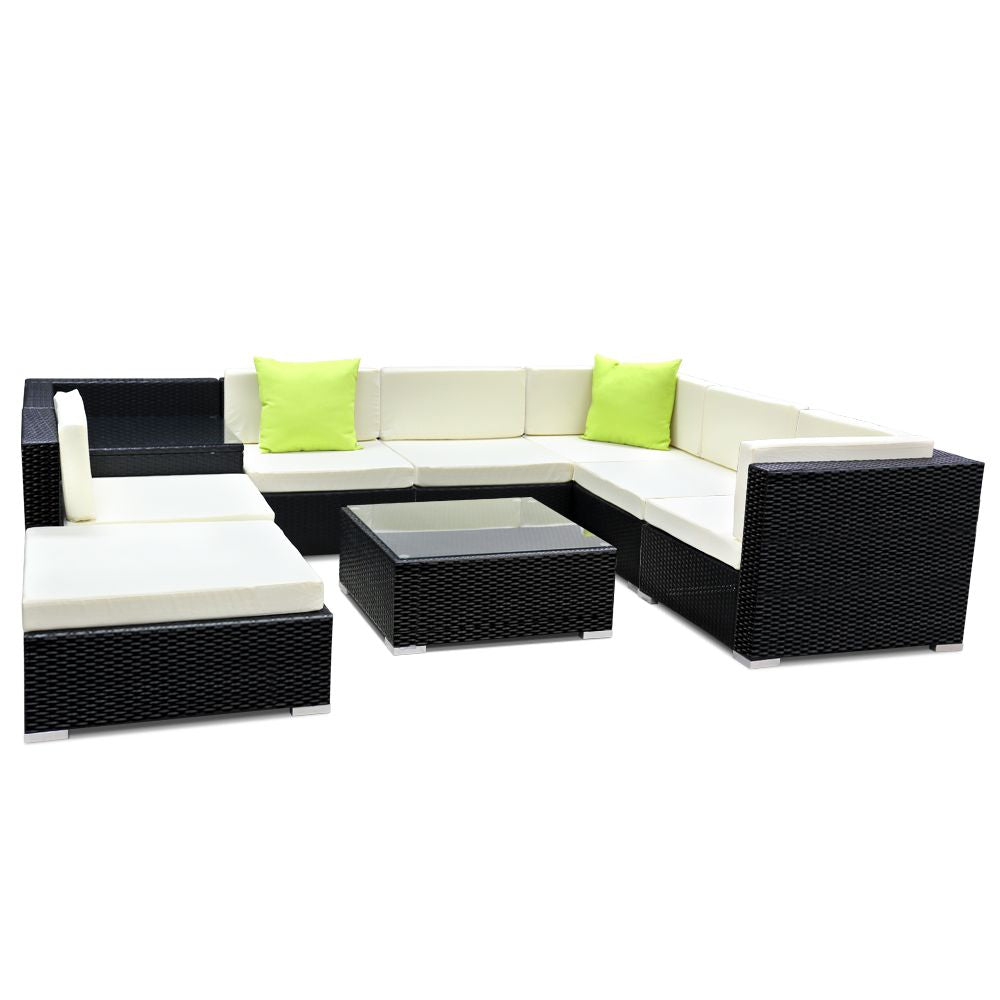 Gardeon 9PC Outdoor Furniture Sofa Set Wicker Garden Patio Pool Lounge