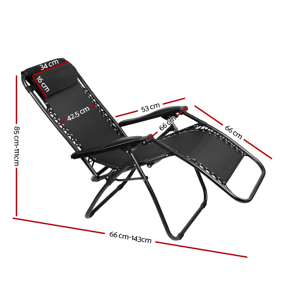 Gardeon Outdoor Portable Recliner - Black