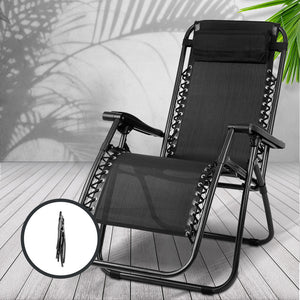 Gardeon Outdoor Portable Recliner - Black